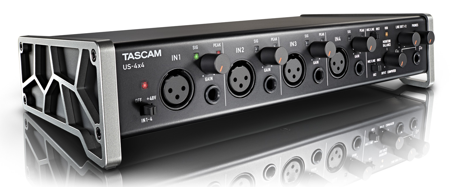 Tascam US-4x4 USB Audio Interface with Xpix Dynamic Condenser Microphone and Deluxe Bundle 