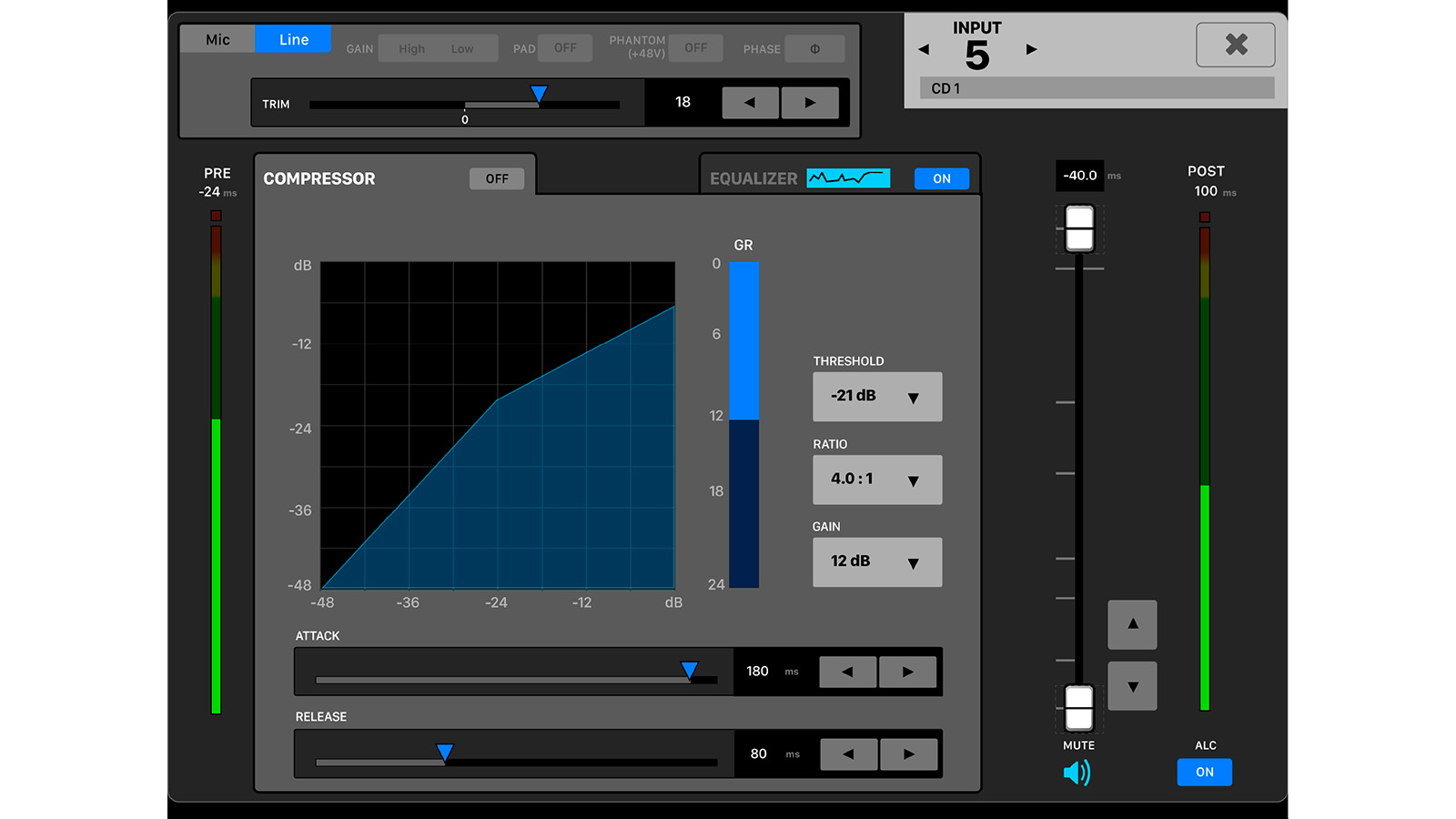 Compressor, 4 band parametric EQ, auto level, and more effects included