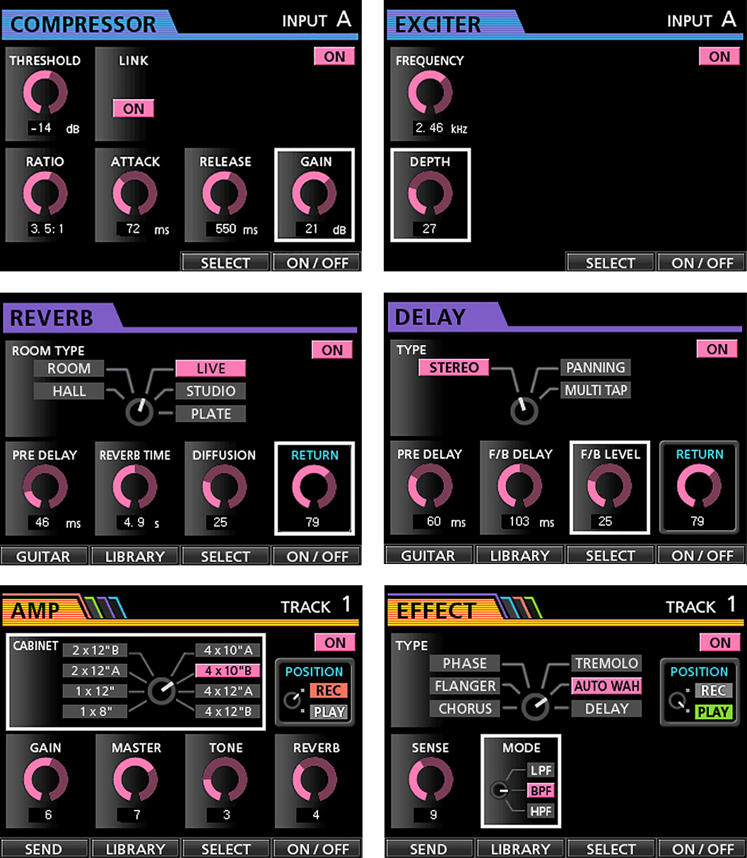 8 dynamics effects, guitar effects and mix-down effects