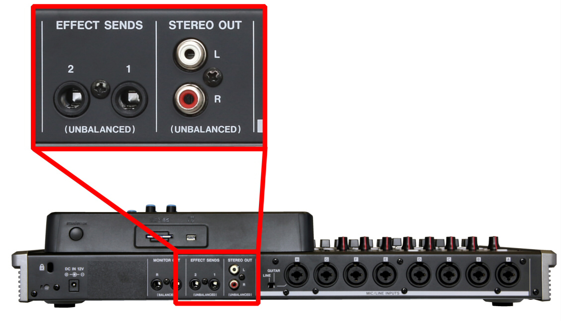 RCA stereo output and two unbalanced 1/4 TS outputs