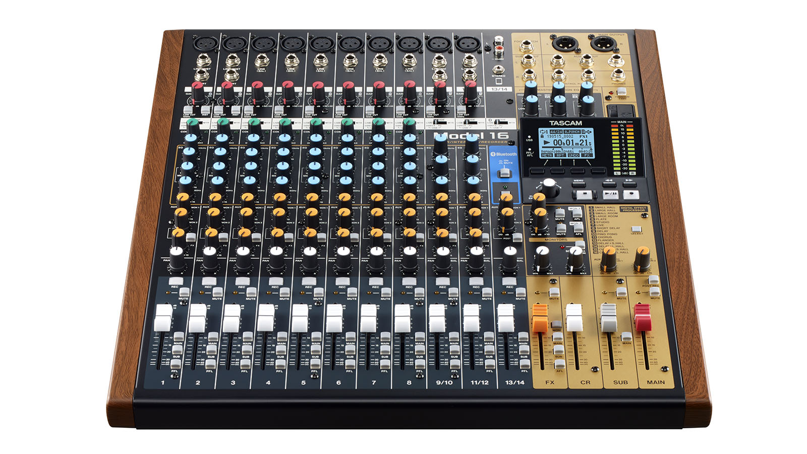 Model 16 has the feel of an analogue mixer but with the recording quality of a modern digital record