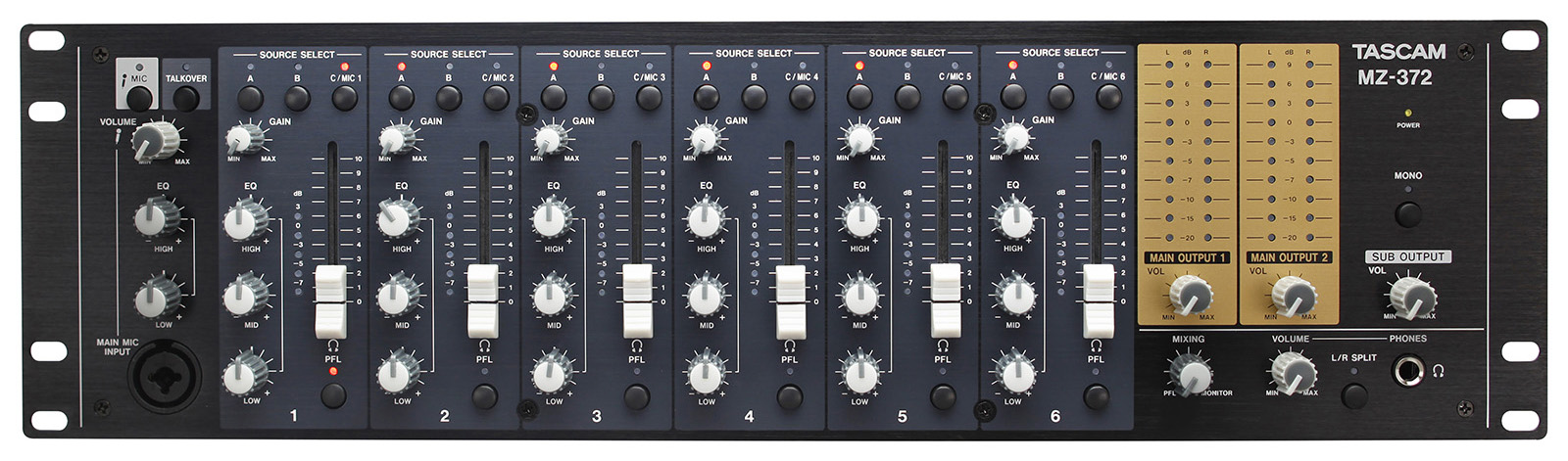 MZ-372 | 7-Channel Rackmount Multi-zone Mixer | TASCAM - United States