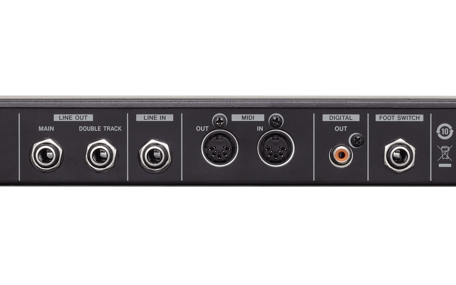 Balanced TRS input and outputs are located on the rear panel, including a Double Track out for simulating doubled vocals. A S/PDIF digital output is also provided.