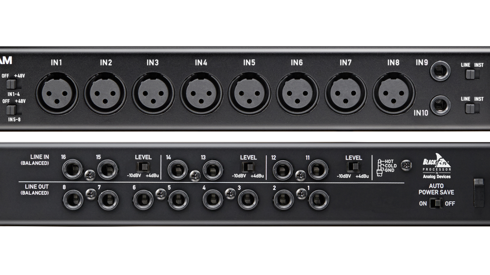 Eight XLR mic inputs and 8 TRS line inputs