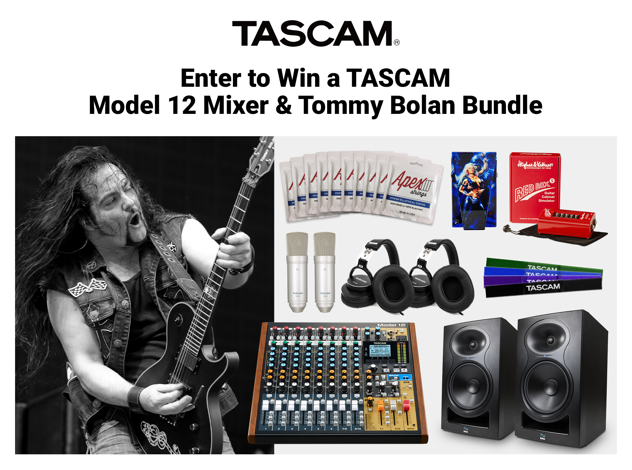TASCAM anuncia el concurso de grabación y sorteo de equipos de guitarra de TASCAM & Tommy Bolan