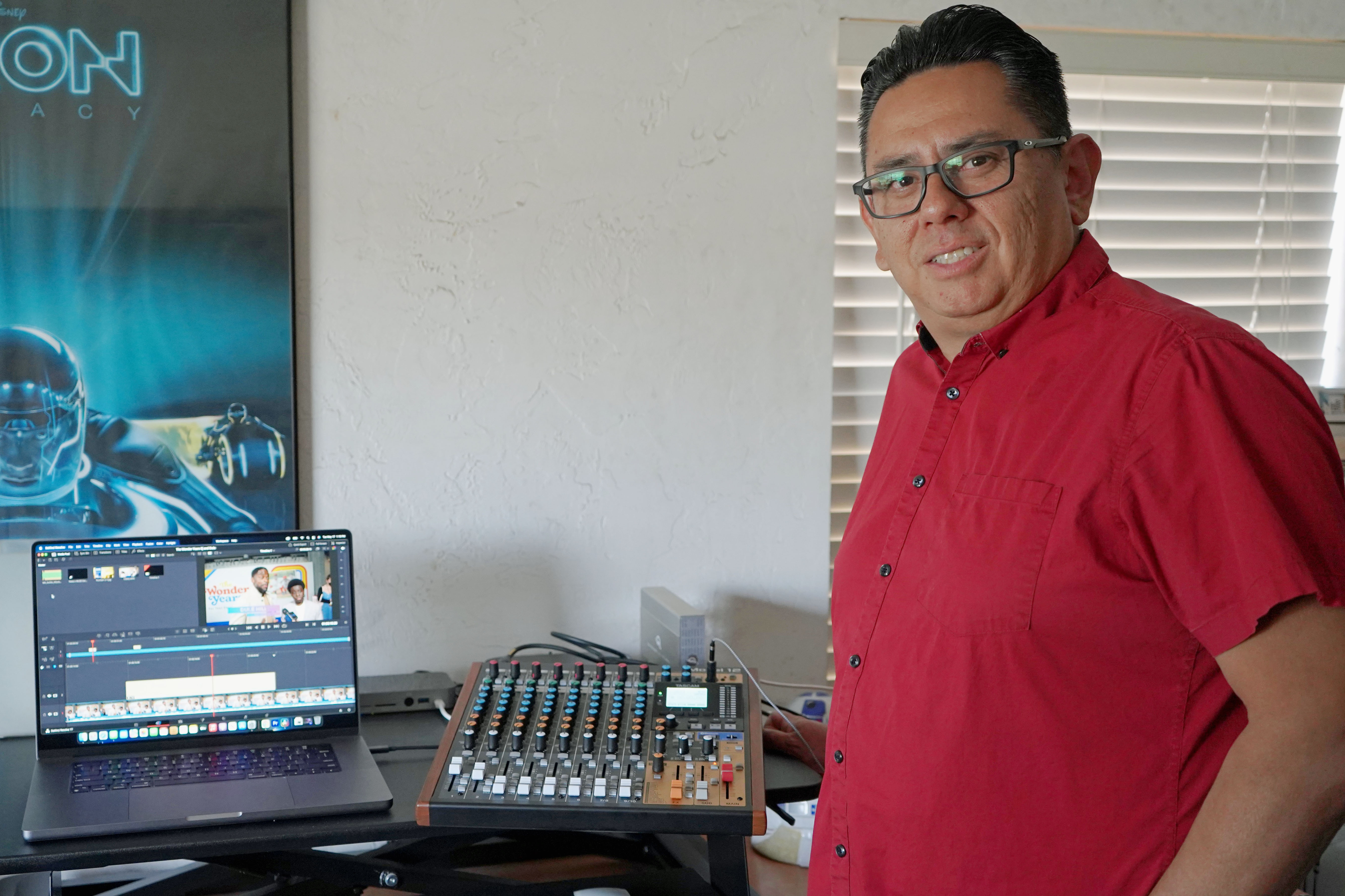 The TASCAM Model 12  is Central to Michael Sandoval's Audio/Livestreaming & Video Production