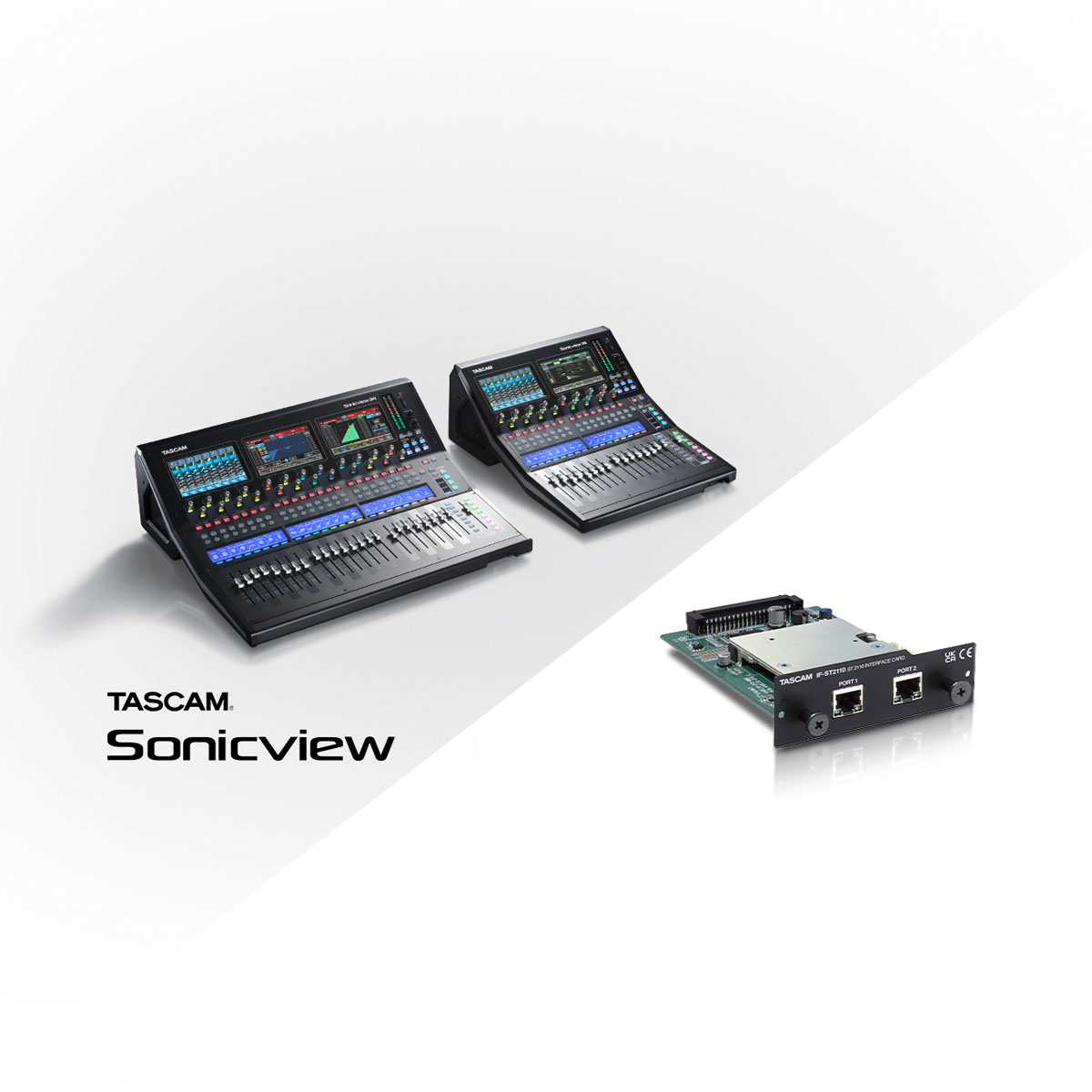 業務用デジタルミキサーTASCAM Sonicviewシリーズに対応。 SMPTE ST 2110に準拠したオプションインターフェースカード『IF-ST2110』を開発。