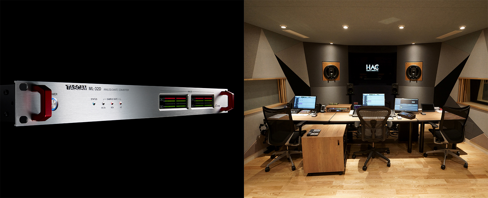 Dante-compatible ML-32D contributes to the construction of a new compact office studio