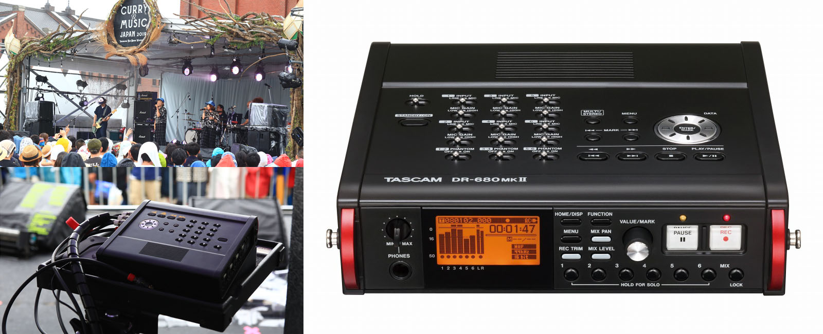 TASCAM DR-680MKII field recorder used for click/backing track playback